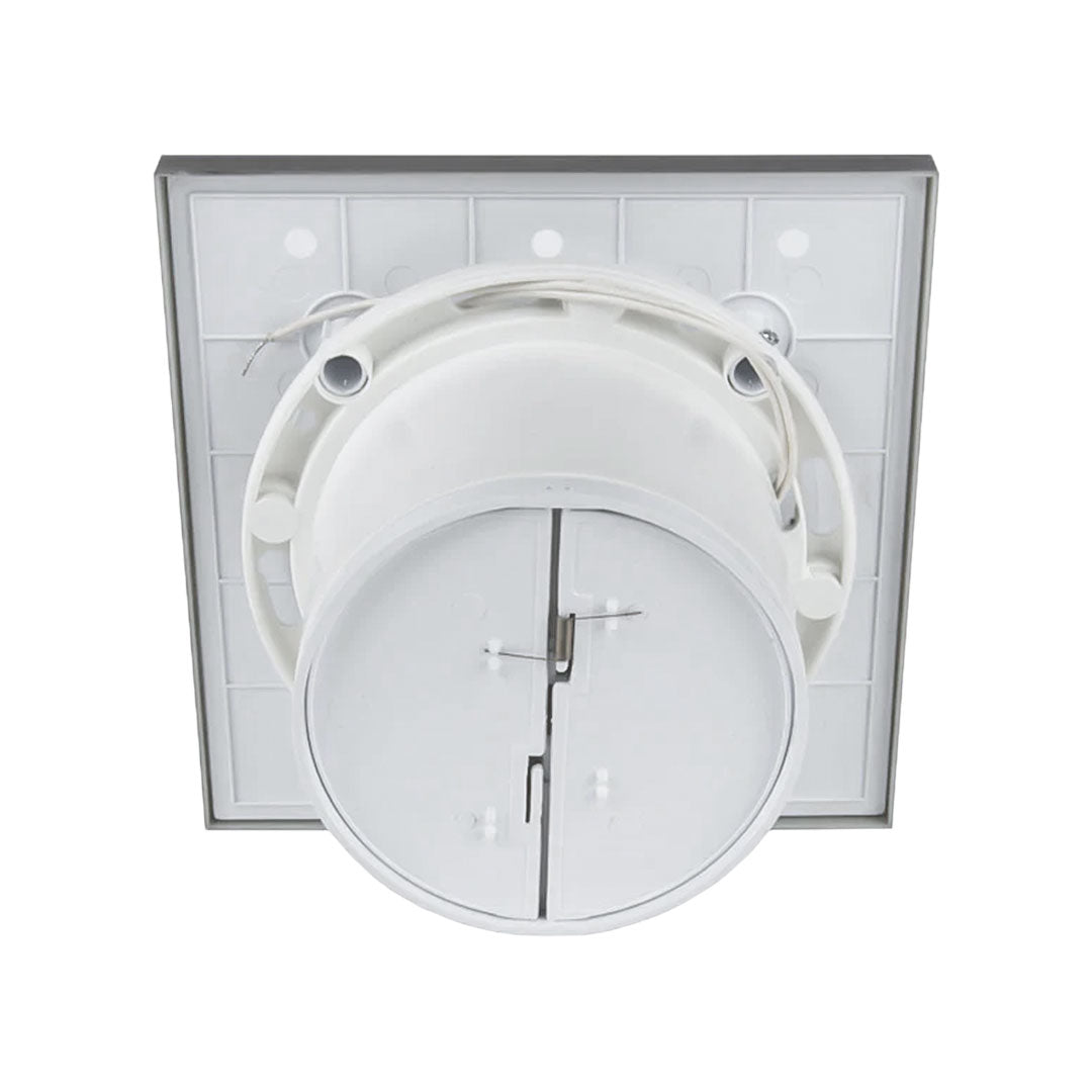 Bathroom fan for tile installation as front panel backside