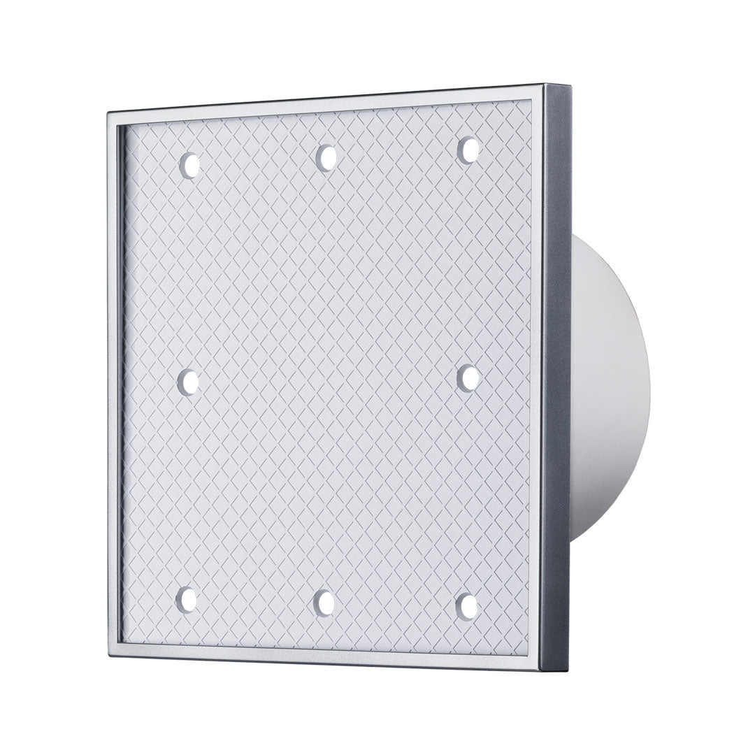 Bathroom fan for tile installation as front panel profile