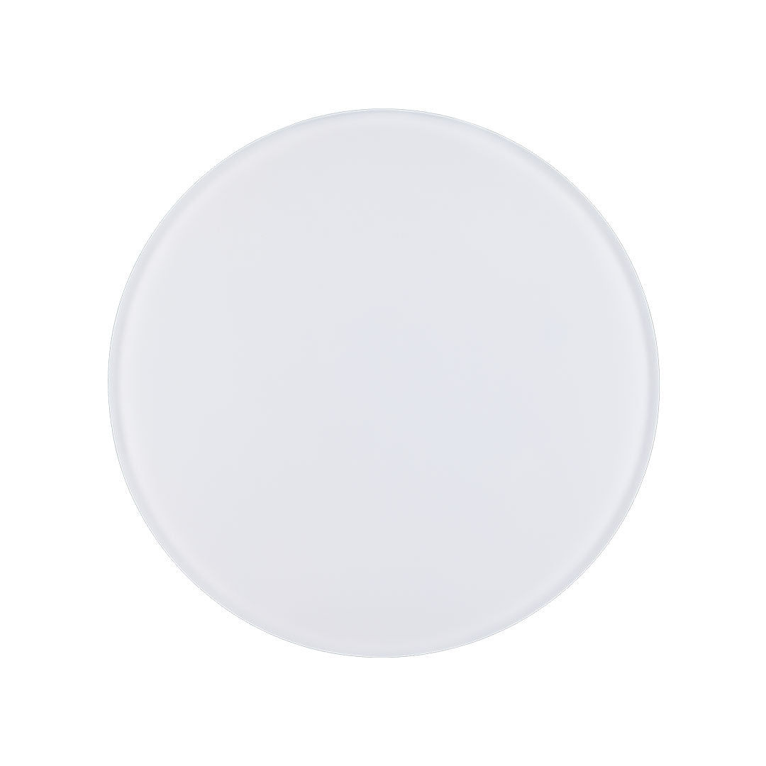 Bathroom fan round white glass panel matt front