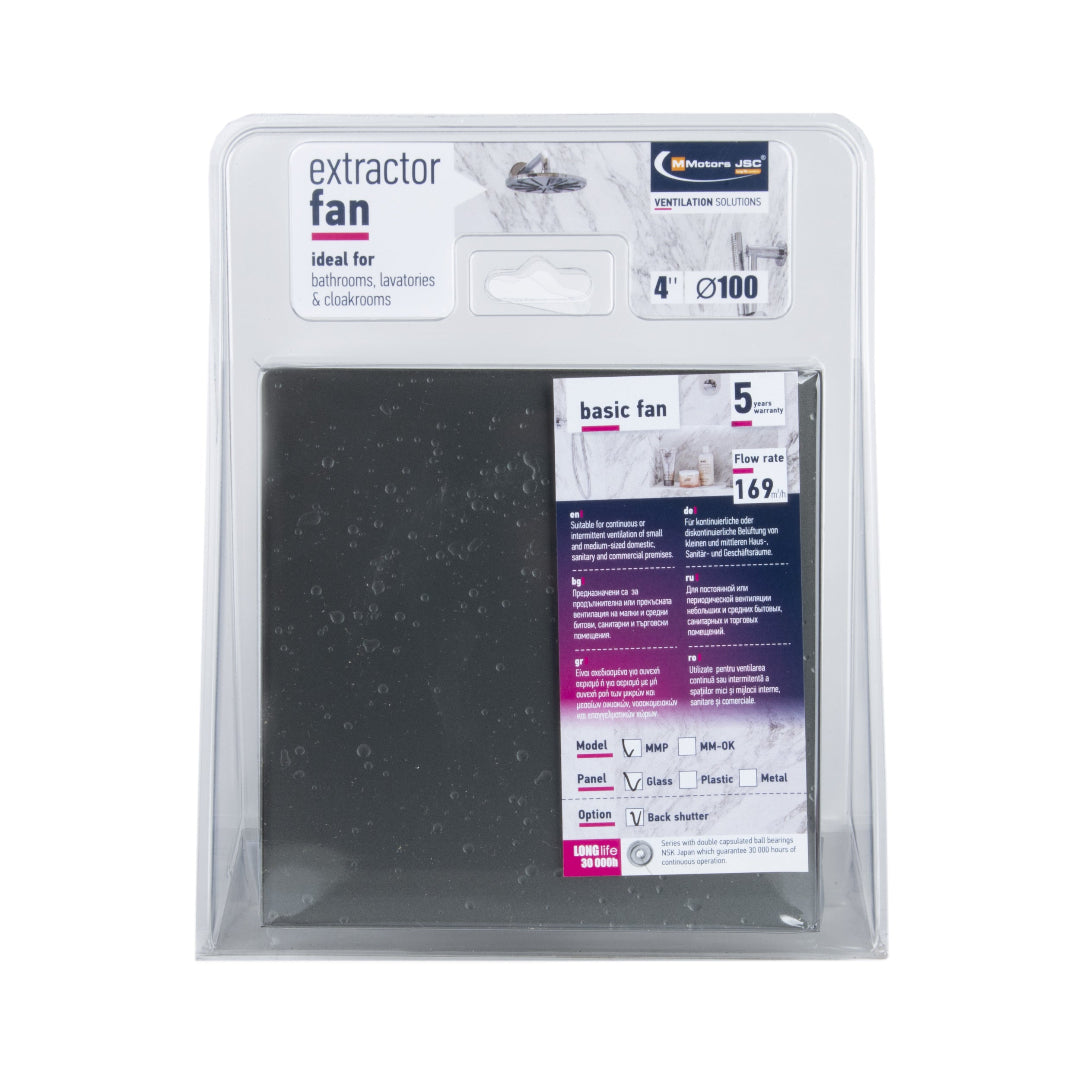 Bathroom fan water drops dark grey package