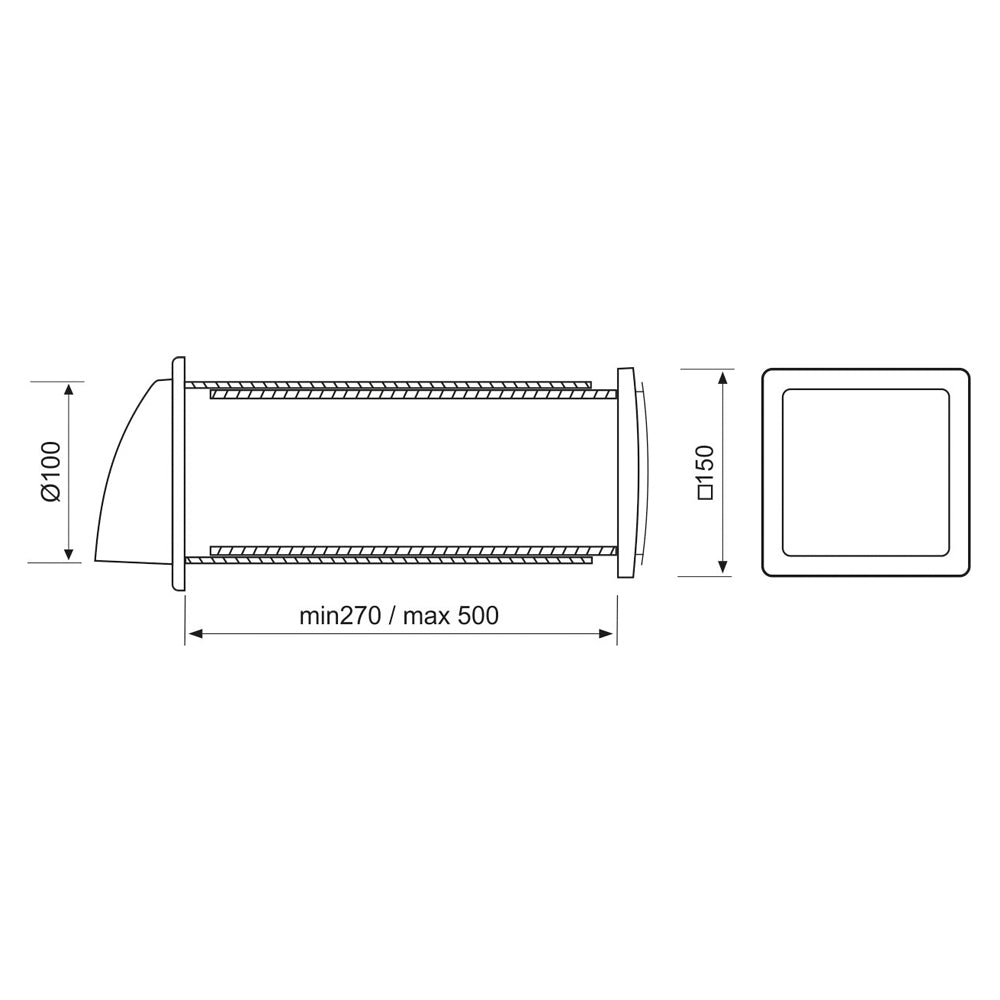 Dimensions drawing of heat recovery system MMotors eco fresh 1