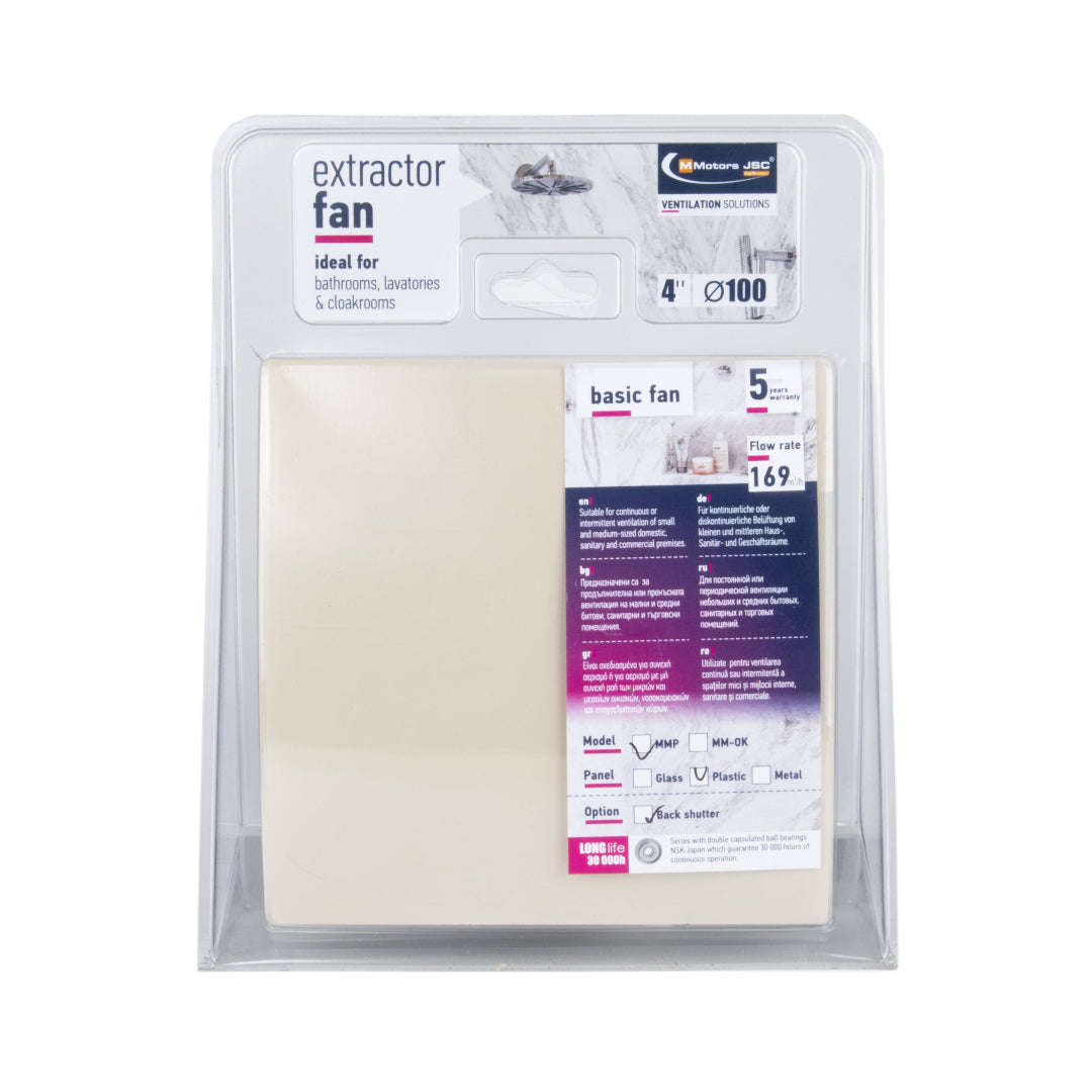 Ecru bathroom fan plastic ellipse package