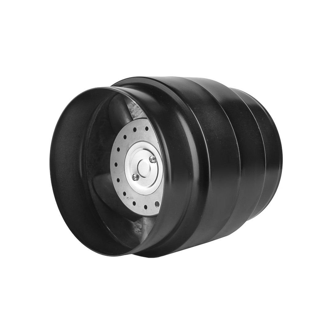 Heat resistant black inline duct fan VOK T 120mm 135mm front