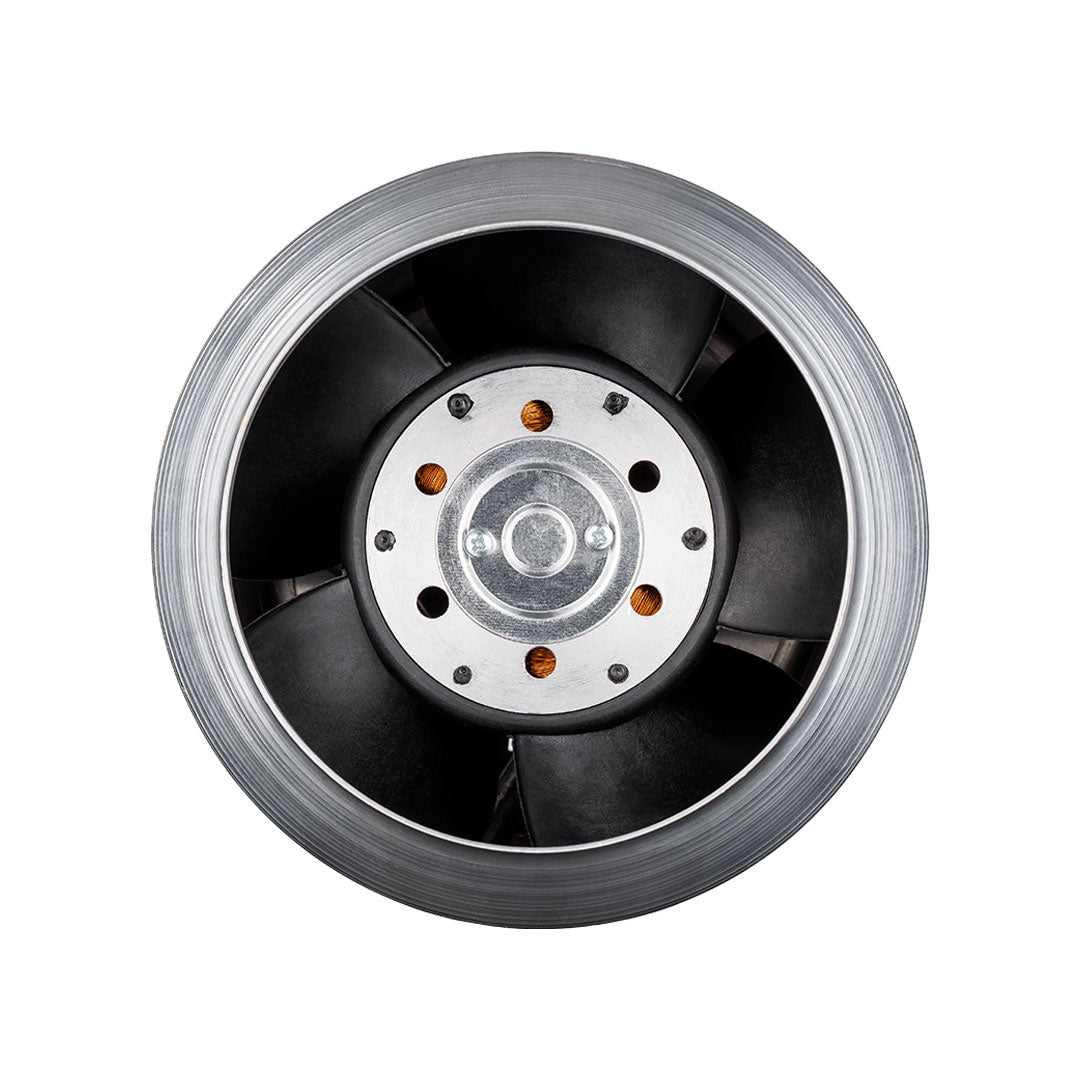 Front view of heat resistant inline duct fan VOK T 120mm 150mm