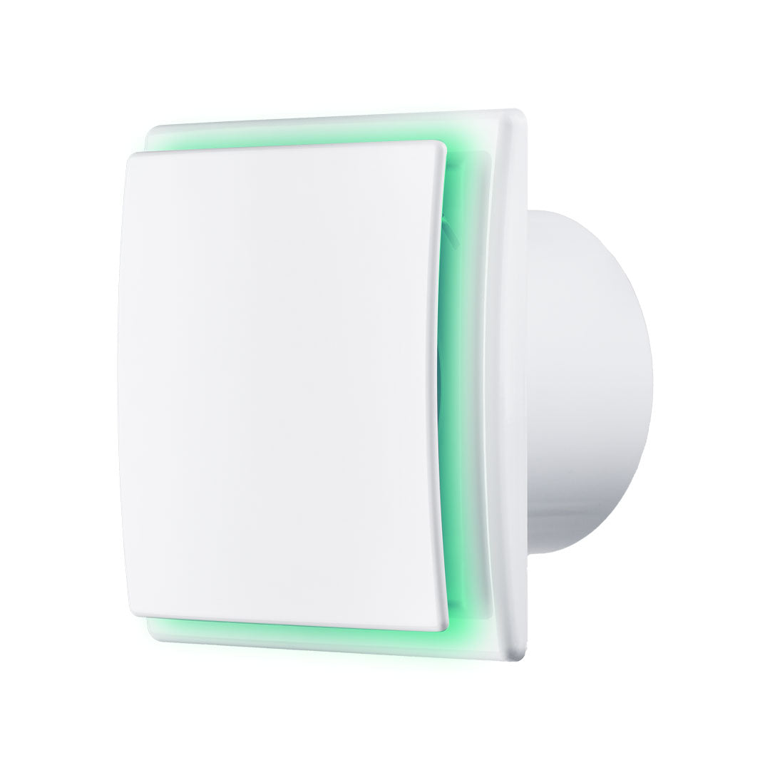 Household domestic exhaust fan white plastic green light profile