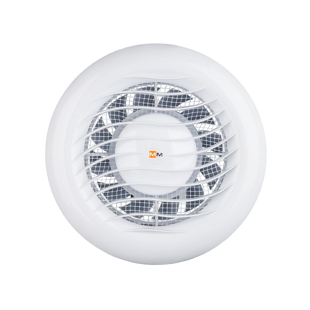 Sauna steam fan white round front