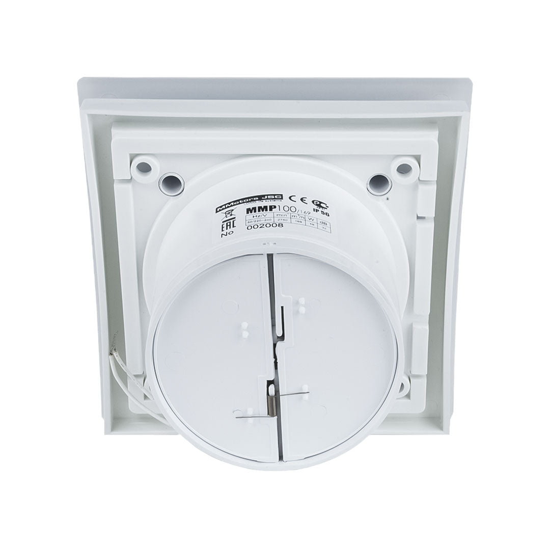 Rare view of ellipse panel white bathroom fan with back shutter