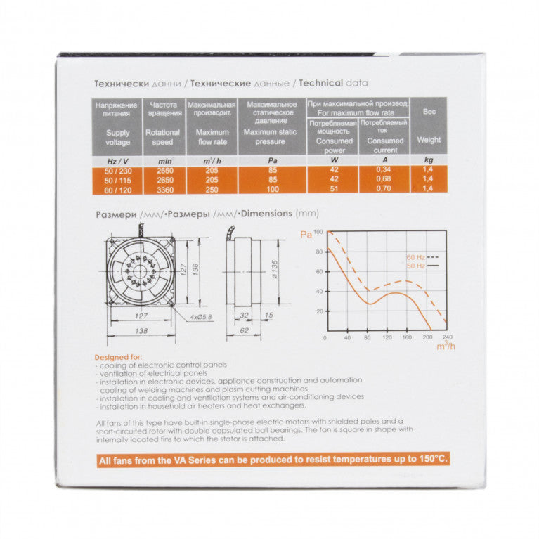 Heat-resistant axial fan VA T 14/2