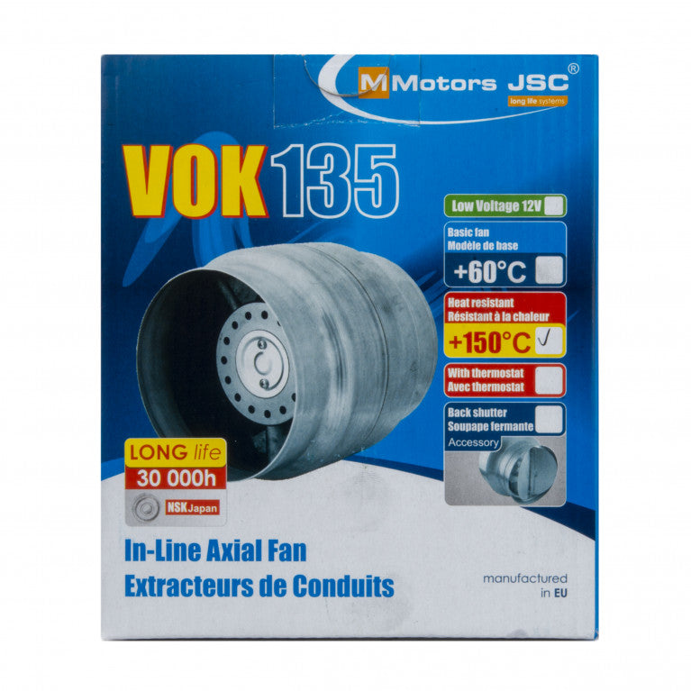 Heat-resistant exhaust duct fan VOK-T 135/⌀120mm, 205 m³ / h