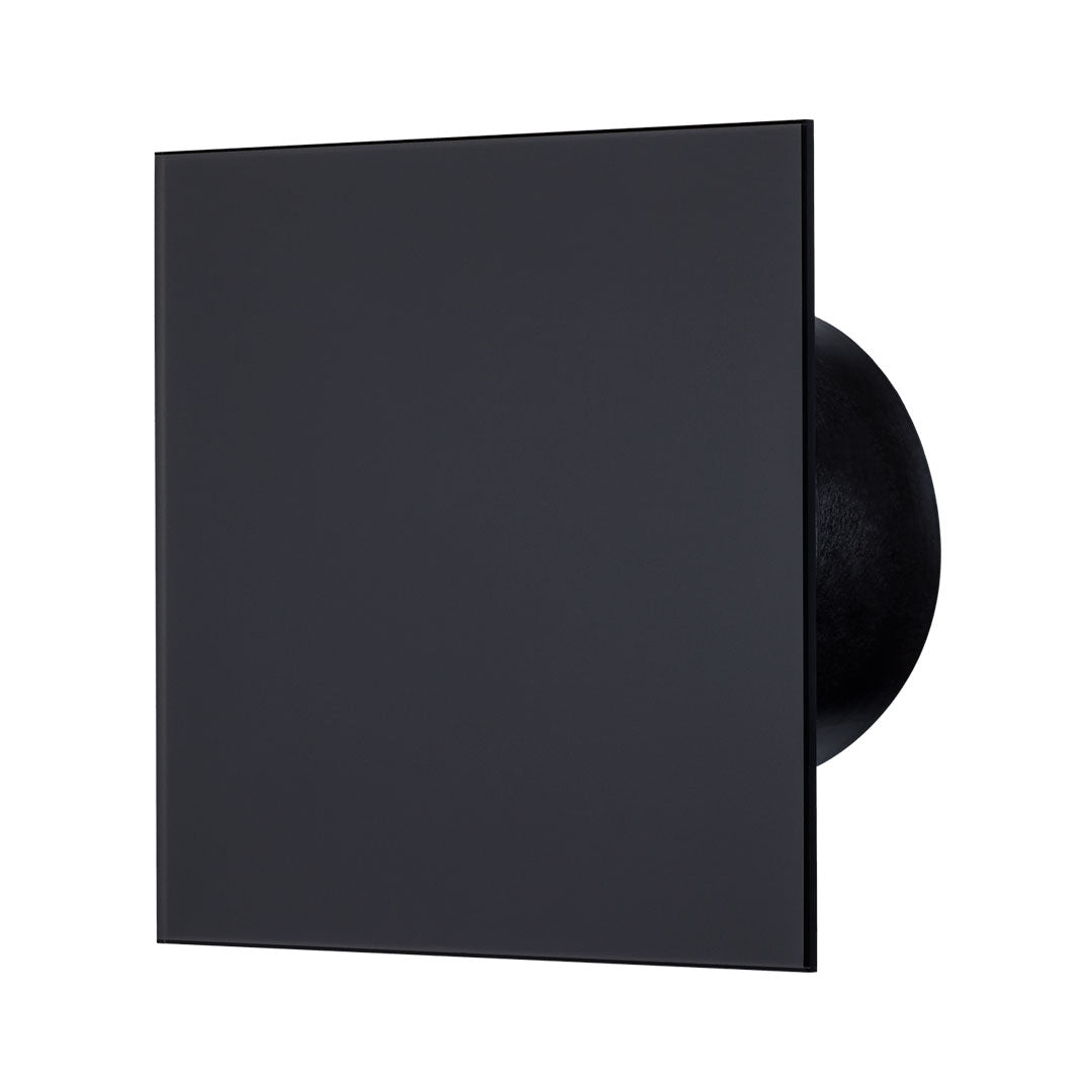 Bathroom fan black glass panel matt profile