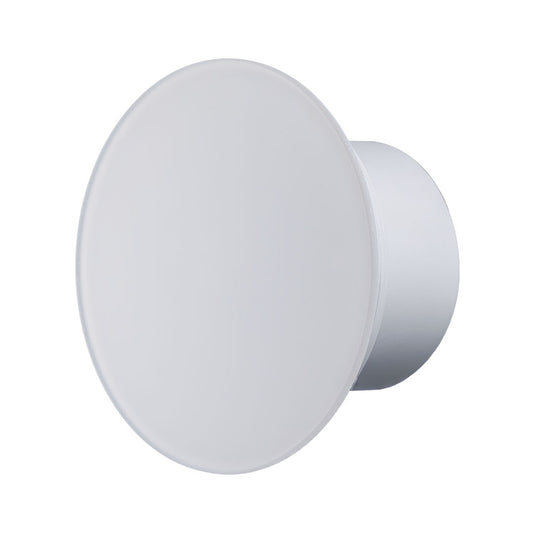 Bathroom fan round white glass panel matt profile