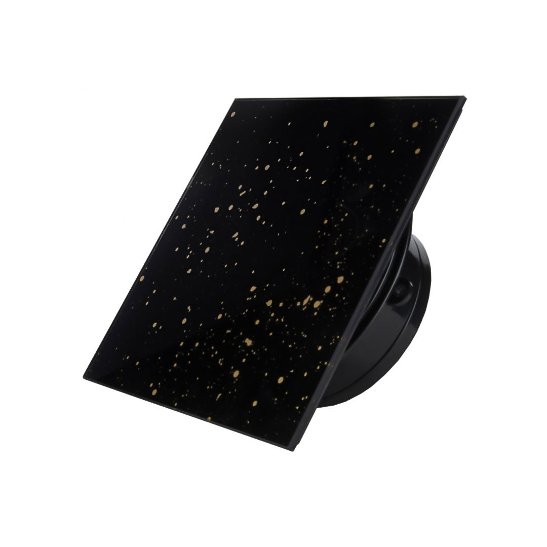 Bathroom fan ultra thin sport spigot black and gold glass square profile
