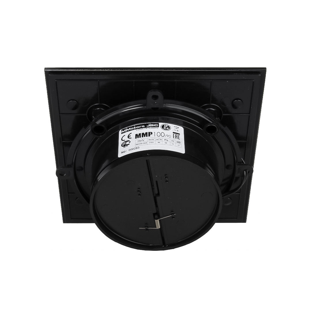 Backside of black ultra thin bathroom fan