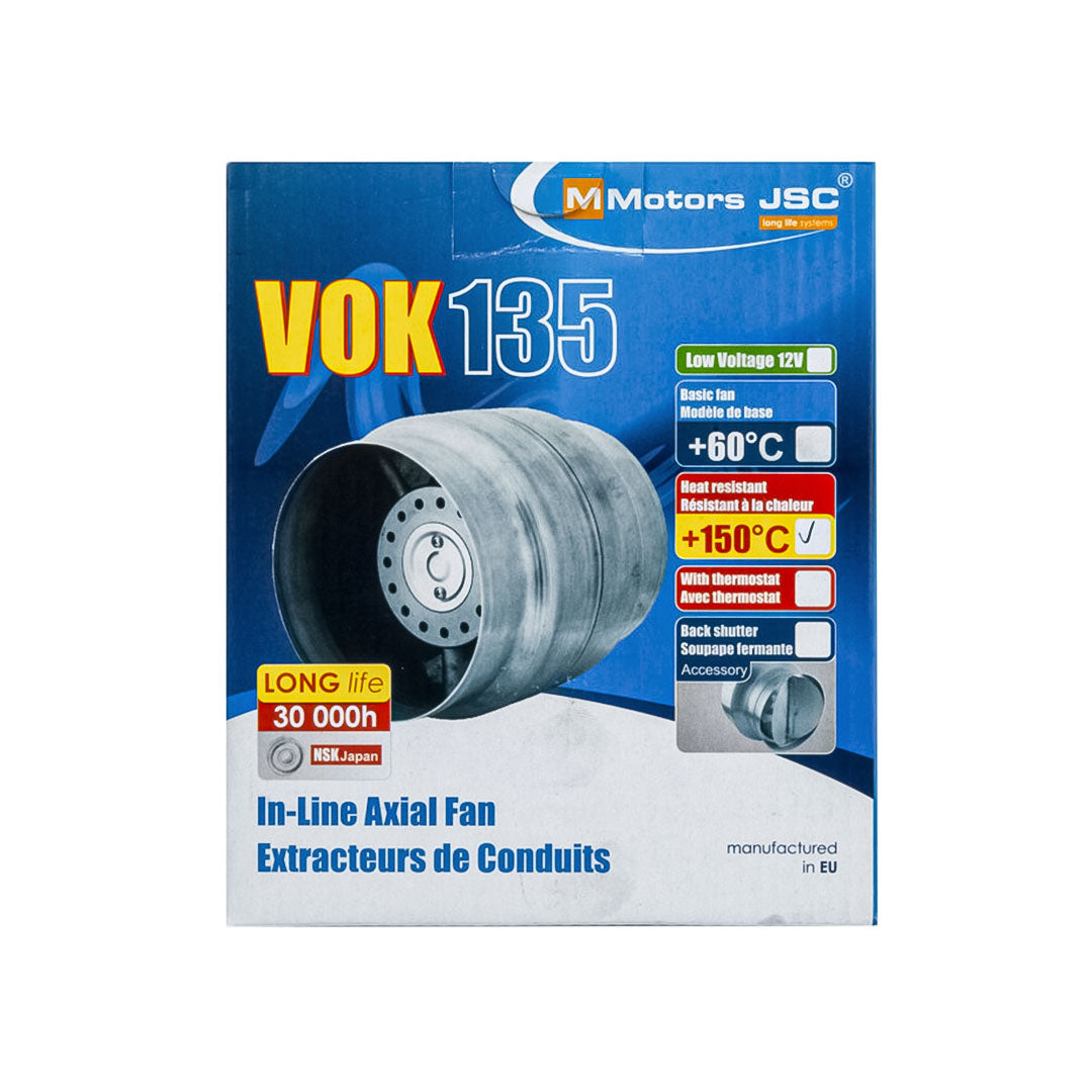 Heat resistant inline duct fan VOK T 100mm 135mm package
