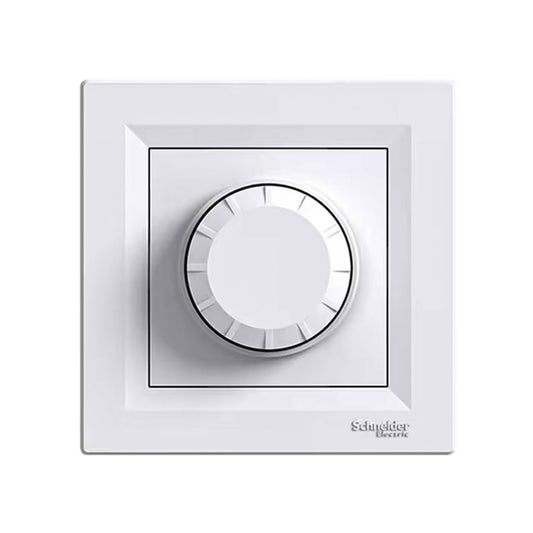 White rotary dimmer with Schneider Electric branding on a white background