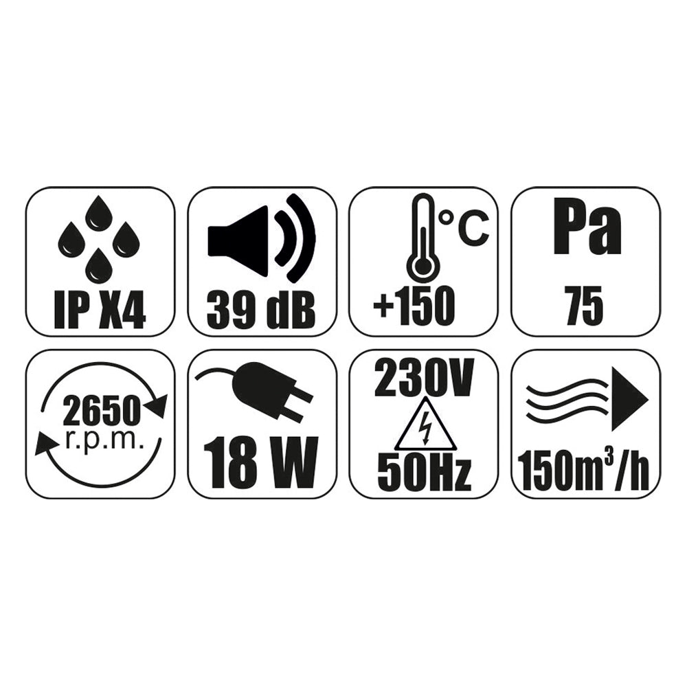 Heat-resistant duct exhaust fan VOK-T 120/⌀100mm, 150 m³ / h