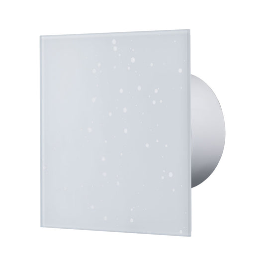 White bathroom fan silver dots profile