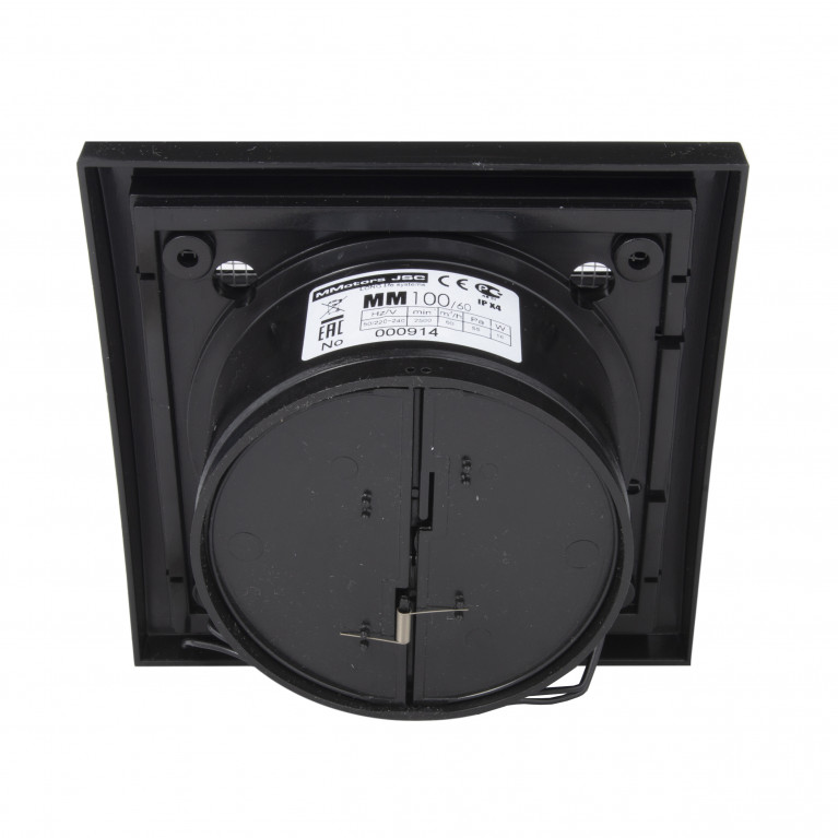 Ultra-thin exhaust fan with low installation depth MM 100, 60 m³ / h, black, with non-return valve