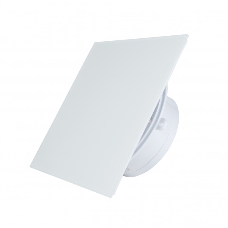 Designer ultra-thin fan MMP 100, 90 m³ / h, glass, white matt