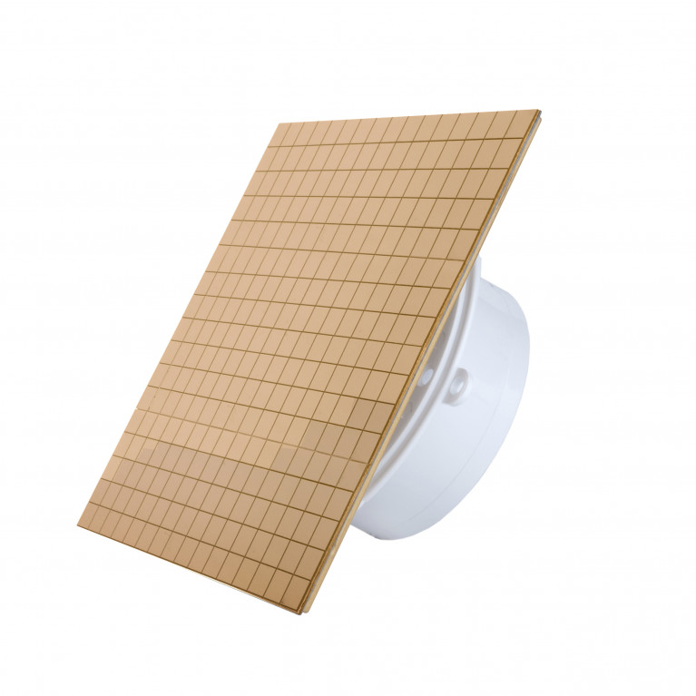 Low-voltage ultra-thin fan MMP LV 100, 90 m³/h, 12V, glass, gold mosaic